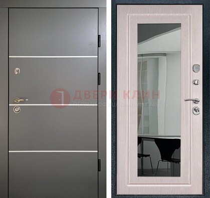 Черная металлическая дверь с зеркалом ДЗ-12 в Волжском
