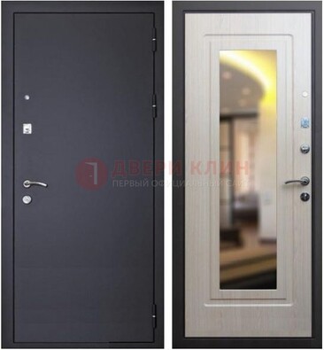 Черная металлическая дверь с зеркалом ДЗ-26 в Волжском