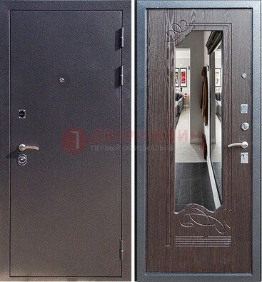 Черная входная дверь с зеркалом МДФ внутри ДЗ-29 в Дедовске