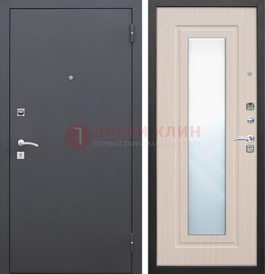Черная входная дверь с зеркалом МДФ внутри ДЗ-31 в Волжском