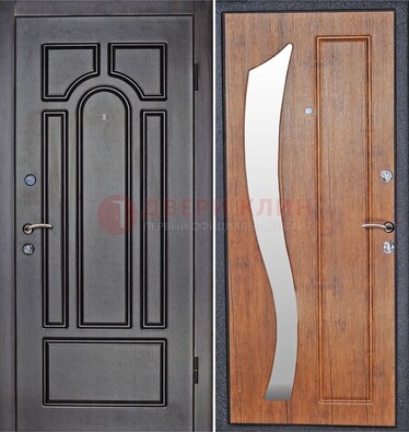Темная железная дверь с зеркалом ДЗ-35 в Сосновый Бор