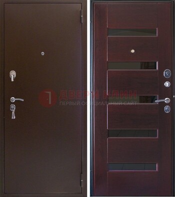 Темная железная дверь с зеркалом ДЗ-42 в Волжском