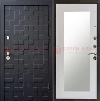 Черная стальная дверь МДФ и зеркалом ДЗ-50 в Волжском