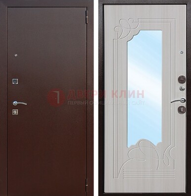 Стальная дверь с порошковым покрытием с резной МДФ и зеркалом ДЗ-66 в Балашихе
