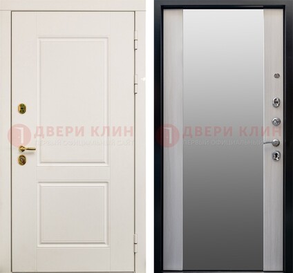 Белая стальная дверь с большим зеркалом ДЗ-73 в Волжском