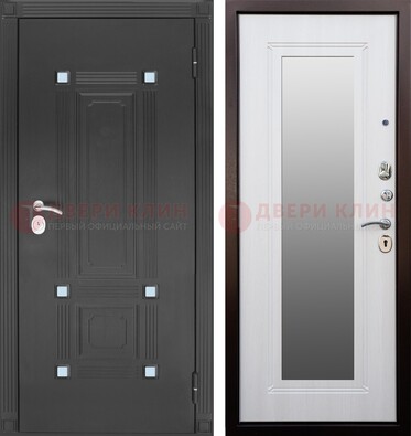 Стальная черная дверь МДФ с зеркалом ДЗ-76 в Волжском