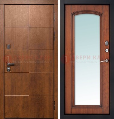 Белая филенчатая дверь с фрезерованной МДФ и зеркалом ДЗ-81 в Волжском