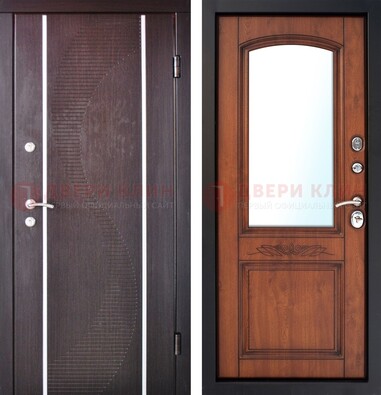 Входная дверь с МДФ и МДФ внутри с зеркалом ДЗ-88 в Волжском