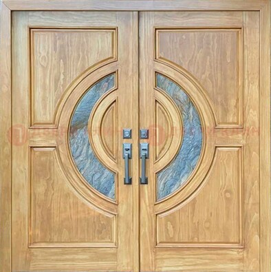 Двухстворчатая металлическая дверь с витражом ВЖ-11 в Волжском
