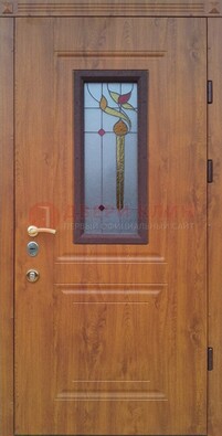 Железная дверь с МДФ и витражом ВЖ-24 в Волжском